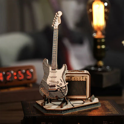 ROKR Electric Guitar 3D Träpussel Byggbar Elgitarrmodell för Musikälskare