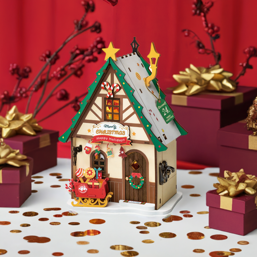 Rolife Twinkling Christmas House DIY Holiday Decor for Adults & Kids