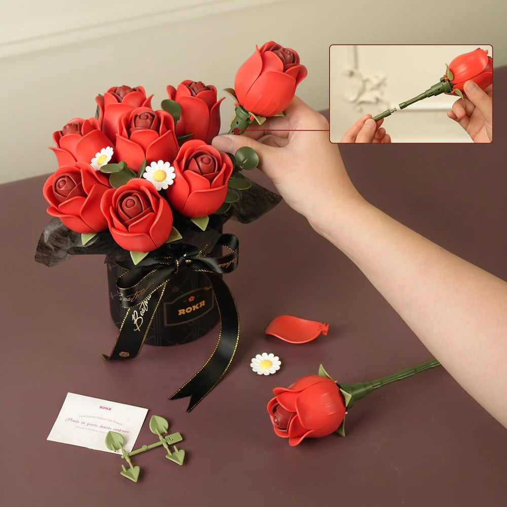 ROKR Red Rose Bouquet DIY 3D Puzzle AF02J - It-store.se