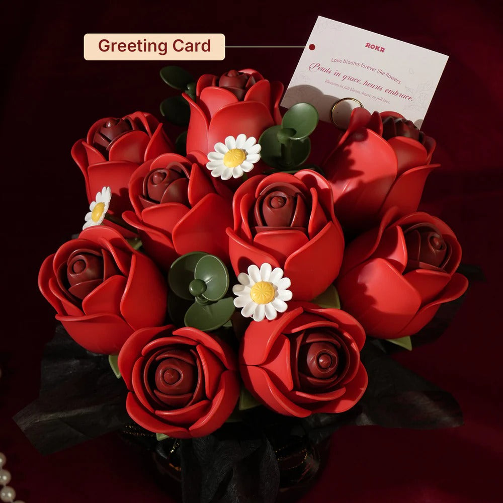 ROKR Red Rose Bouquet DIY 3D Puzzle AF02J - It-store.se