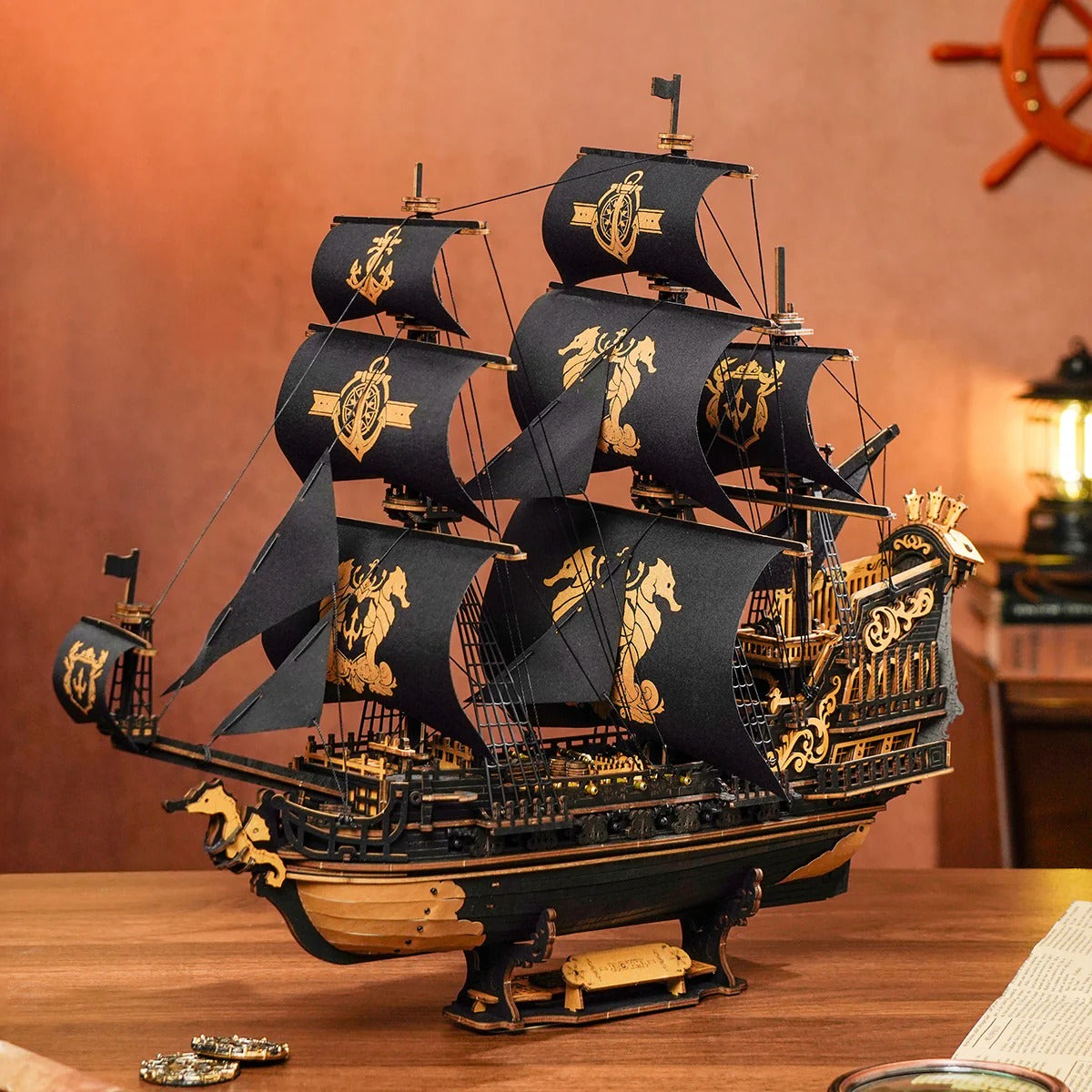 ROKR 3D Wooden Puzzle The Seahorse Barque MCB02 - It-store.se