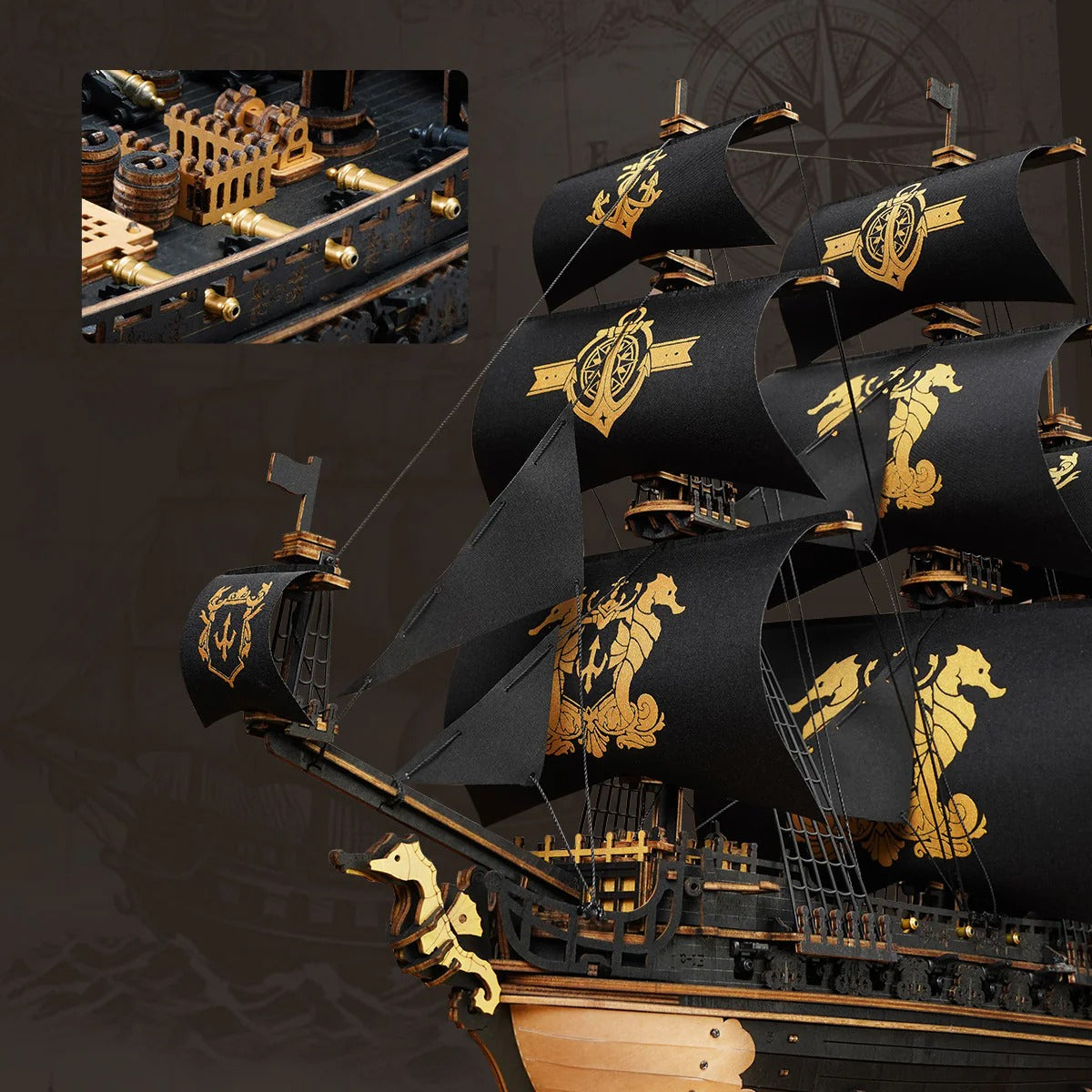 ROKR 3D Wooden Puzzle The Seahorse Barque MCB02 - It-store.se