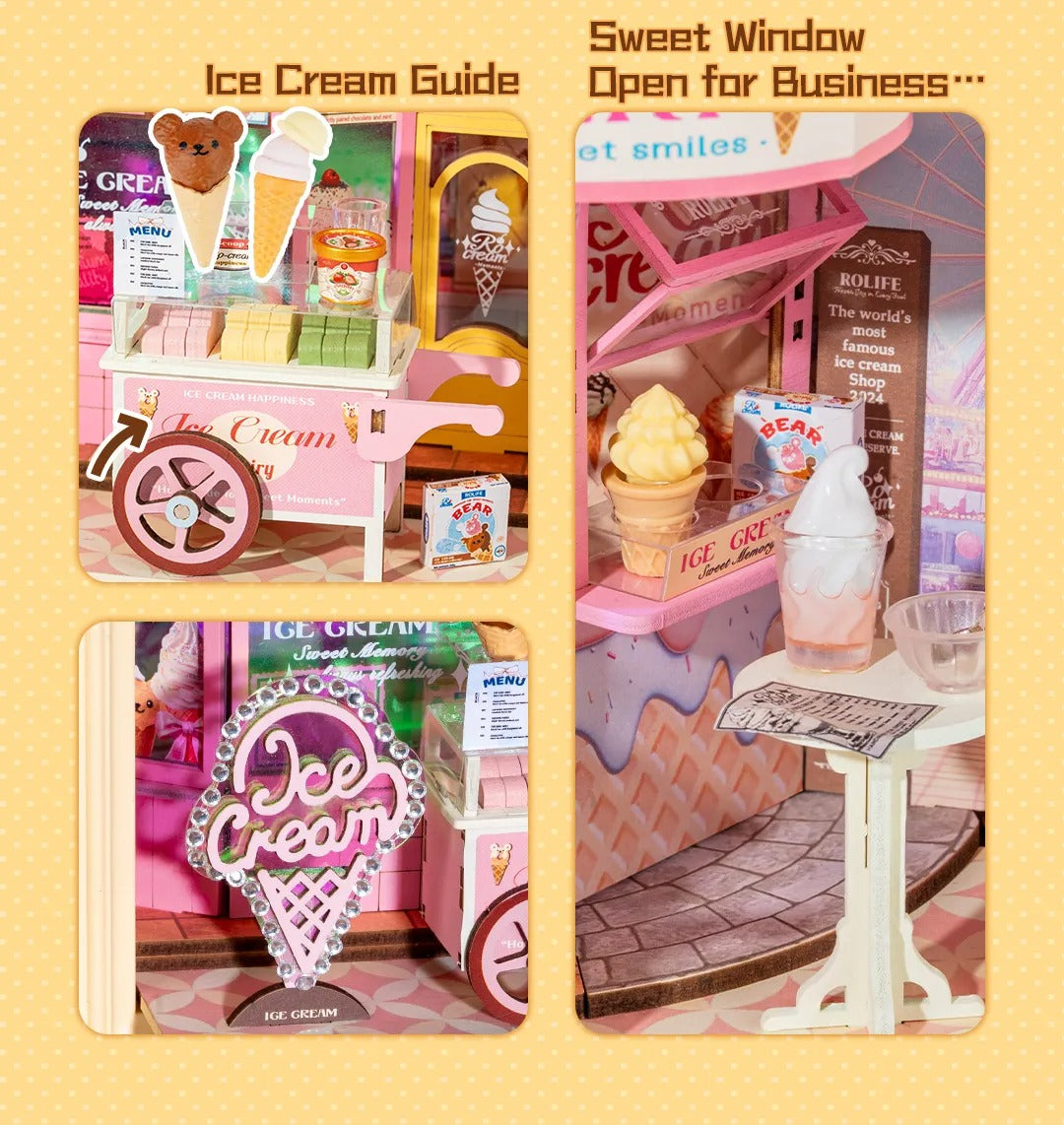 Rolife Sweet Scoopery Ice Cream 3D Wooden Puzzle DP002 - It-store.se