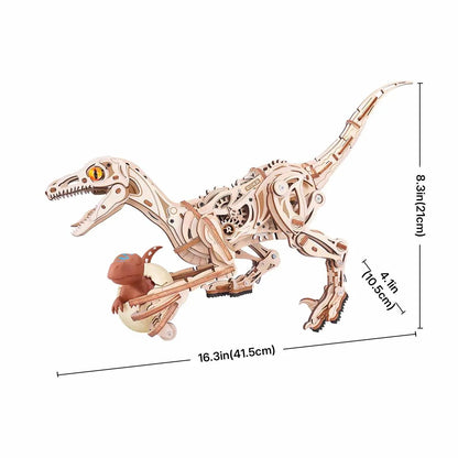 ROKR Velociraptor Wooden Dinosaur 3D Puzzle LD01 - It-store.se