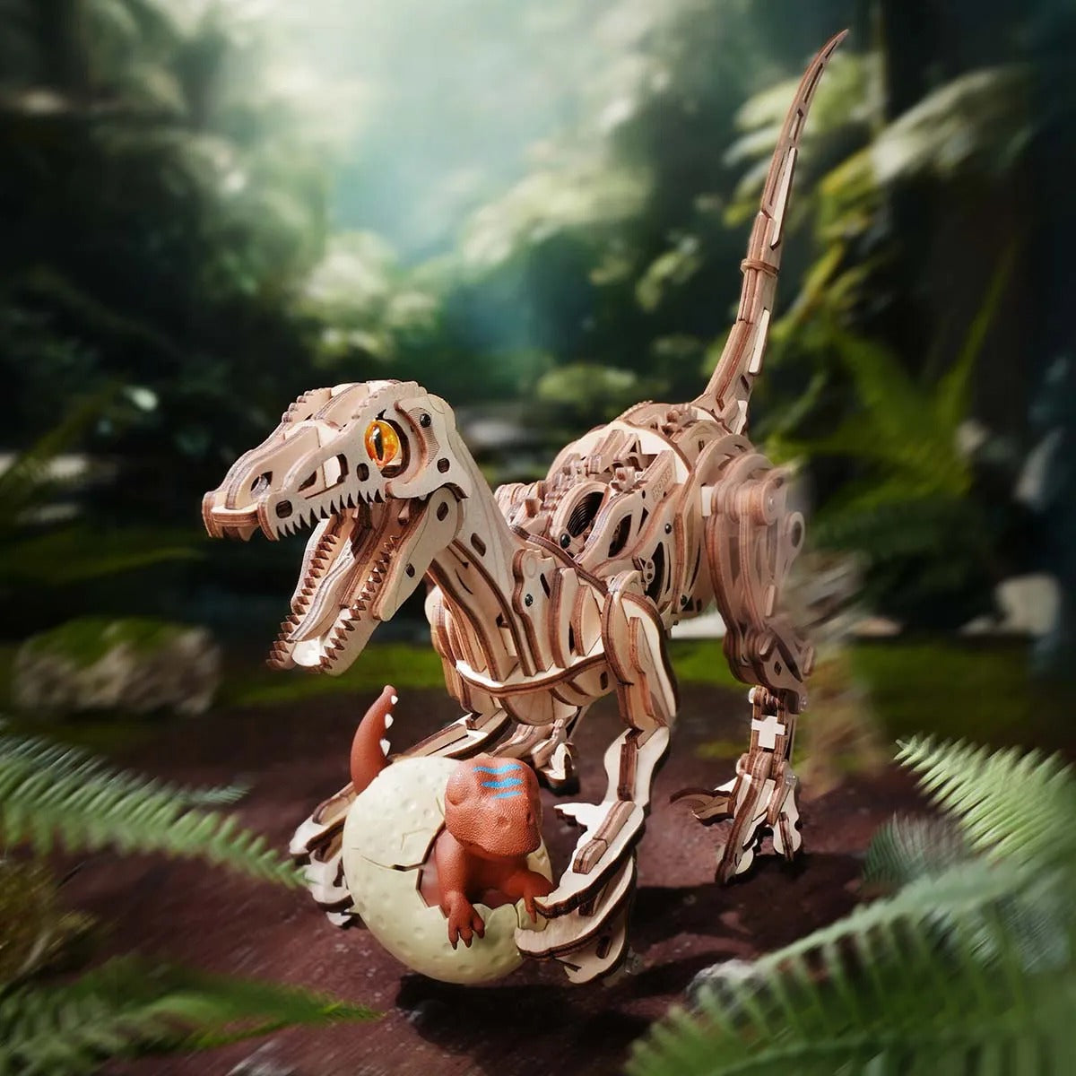 ROKR Velociraptor Wooden Dinosaur 3D Puzzle LD01 - It-store.se