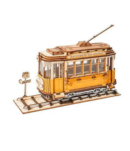 Rolife Tramcar DIY 3D Träpussel för Barn & Vuxna