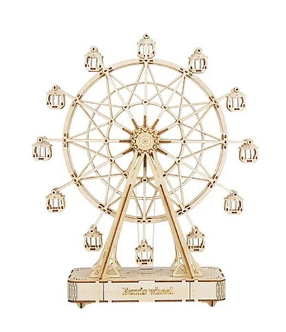 Rolife Ferris Wheel Music Box DIY 3D Speldosa i Trä med Roterande Pariserhjul
