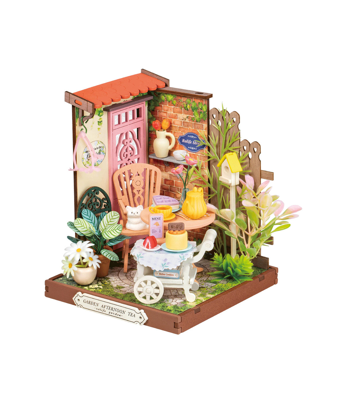 Rolife Fancy Tea Yard DIY Miniatyrhus för Kreativa Hantverksälskare