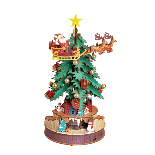 ROLIFE Christmas Melody Tree Mechanical Music Box 3D Wooden Puzzle AMS01