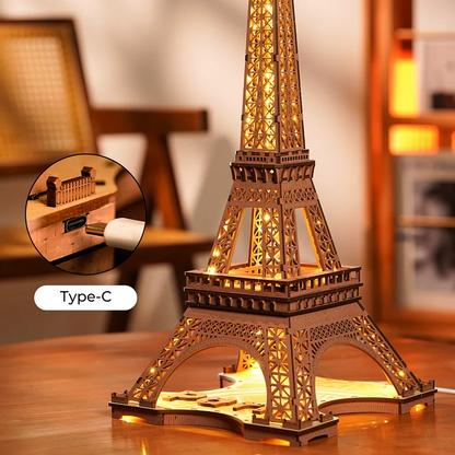 Rolife Night of the Eiffel Tower DIY Romantisk 3D-modell med Ljuseffekt